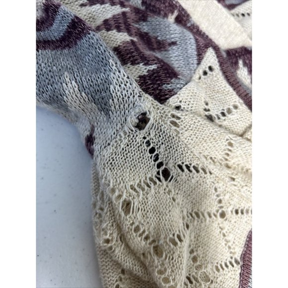 Vanity Purple Beige Semi Sheer Loose Knit Sweater Cardigan W Tassels Women’s L - Picture 15 of 15